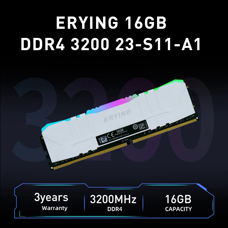 ERYING DDR4 16GB Desktop RAM Memory 16 GB 3200Mhz XMP RGB U-DIMM Gaming Memory Customized For Kit i9 i7 Motherboard
ERYING DDR4 16GB Desktop RAM Memory 16 GB 3200Mhz XMP RGB U-DIMM Gaming Memory Customized For Kit i9 i7 Motherboard