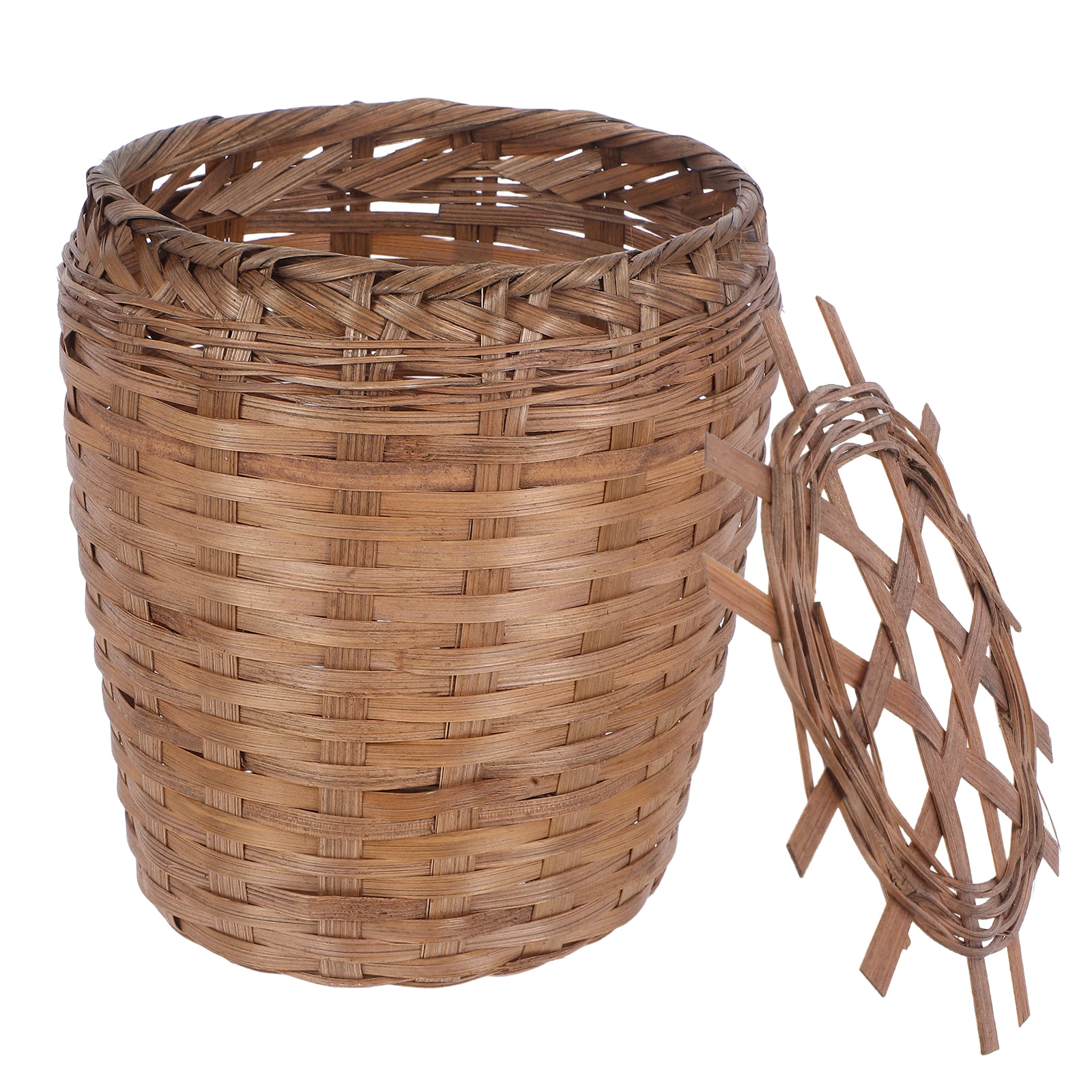 Round Wooden Woven Waste Basket With Lid Wicker Trash Can Garbage Container Bin Flower Basket For Home Bathroom Kitchen Office 
Round Wooden Woven Waste Basket With Lid Wicker Trash Can Garbage Container Bin Flower Basket For Home Bathroom Kitchen Office