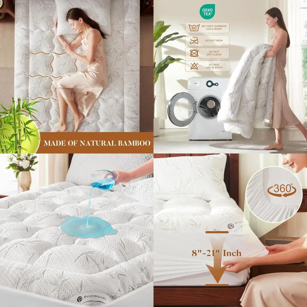 Водонепроницаемый наматрасник королевского размера с толстой подушкой, 21-дюймовым глубоким карманом, дышащий мягкий коврик для поддержки спины, белый Pro
Водонепроницаемый наматрасник королевского размера с толстой подушкой, 21-дюймовым глубоким карманом, дышащий мягкий коврик для поддержки спины, белый Pro