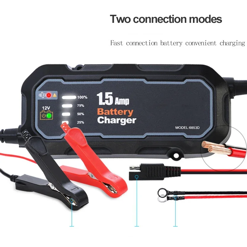 12V 1500mA Automatic Smart Motorcycle Battery Charger Maintainer for Car/RV/ATV/Boat Automatic Battery Trickle Charger with LED
12V 1500mA Automatic Smart Motorcycle Battery Charger Maintainer for Car/RV/ATV/Boat Automatic Battery Trickle Charger with LED
