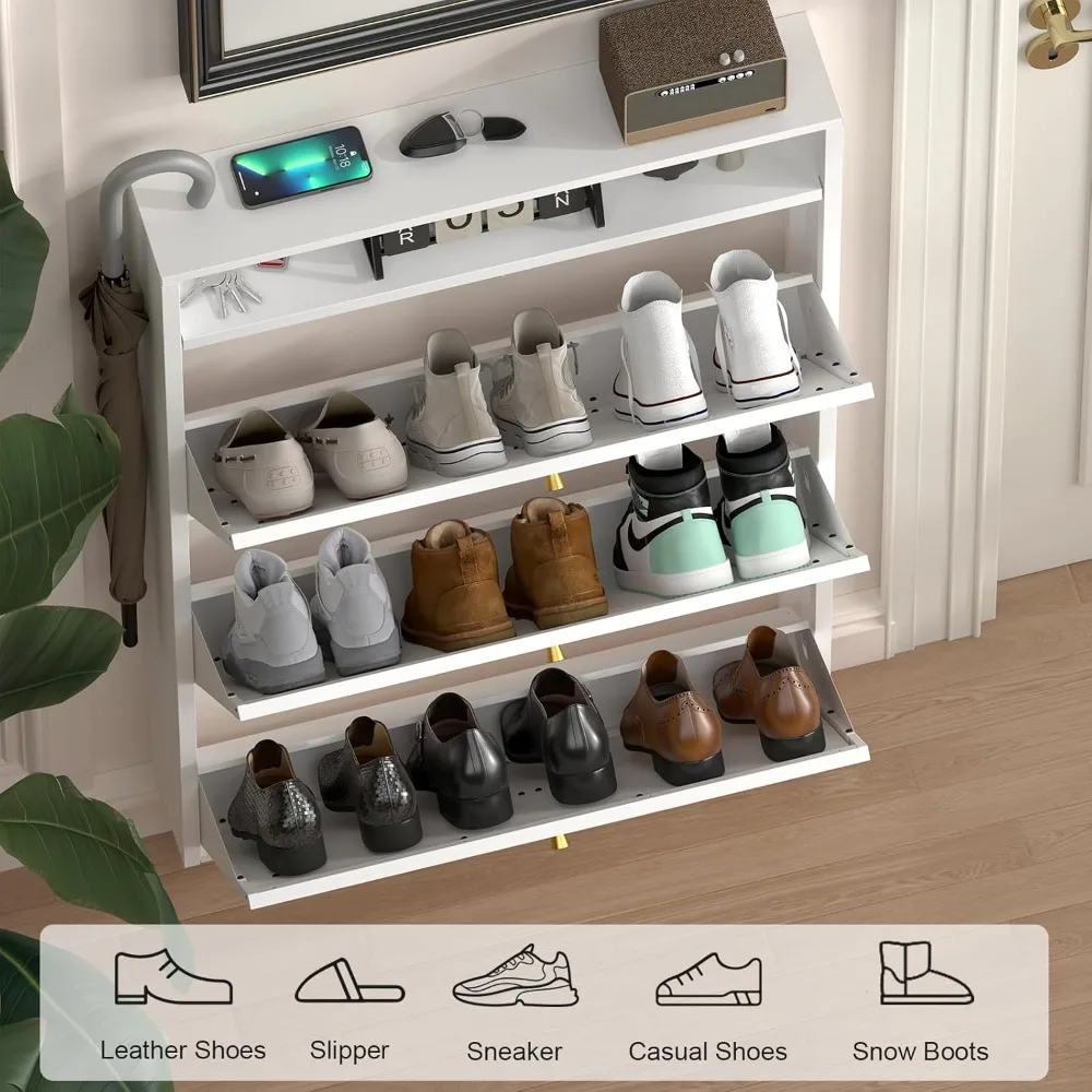Shoe Cabinet with 3 Flip Drawers, Narrow Shoe Rack, Rustic Farmhouse Wall-Mounted Shoes Cabinet, Front Door Shoes, Customized
Shoe Cabinet with 3 Flip Drawers, Narrow Shoe Rack, Rustic Farmhouse Wall-Mounted Shoes Cabinet, Front Door Shoes, Customized