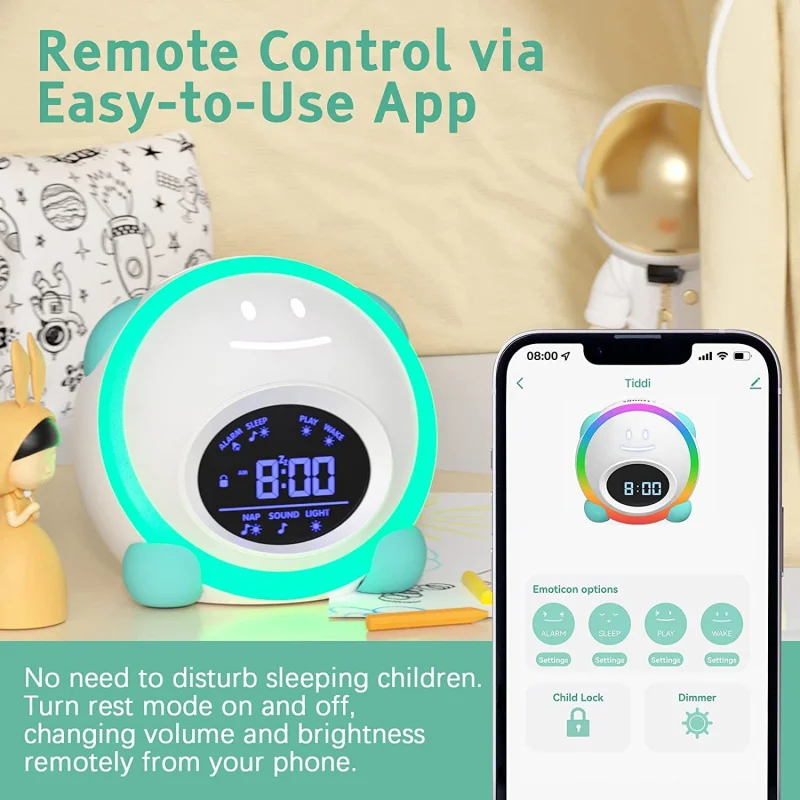 Smart Children's Alarm ClockAPPControl voice-controlled children's night light for sleep
Smart Children's Alarm ClockAPPControl voice-controlled children's night light for sleep