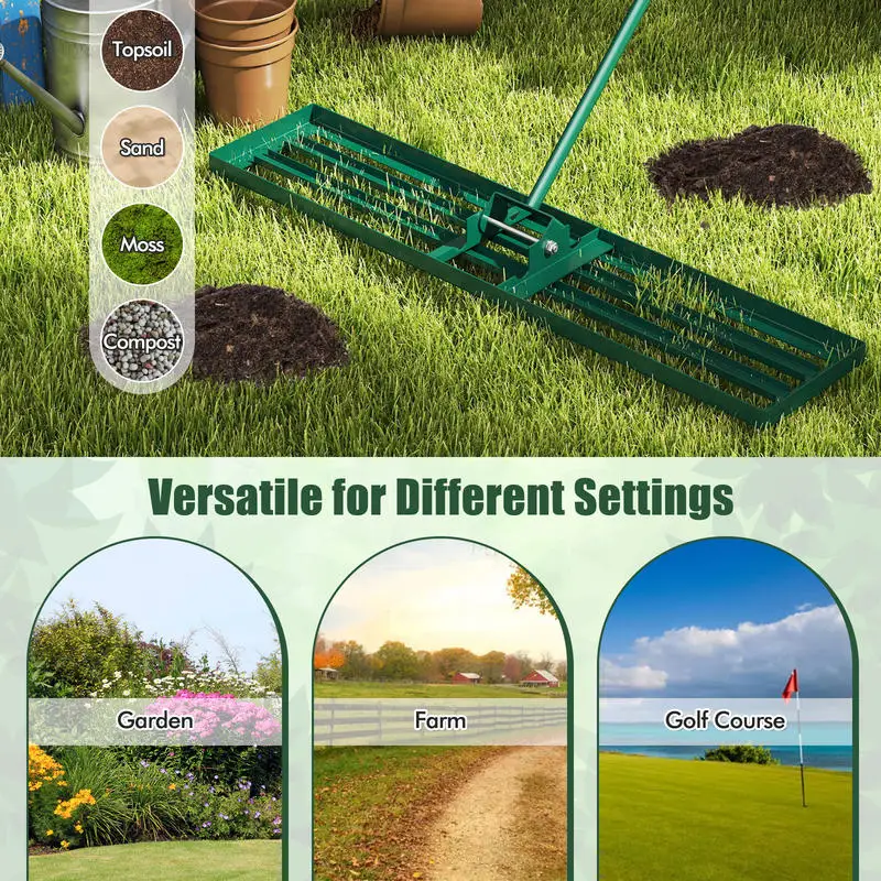 Lawn Leveling Rake 46 x 10 Inch Heavy Duty Lawn Level Tool for Soil-Green
Lawn Leveling Rake 46 x 10 Inch Heavy Duty Lawn Level Tool for Soil-Green