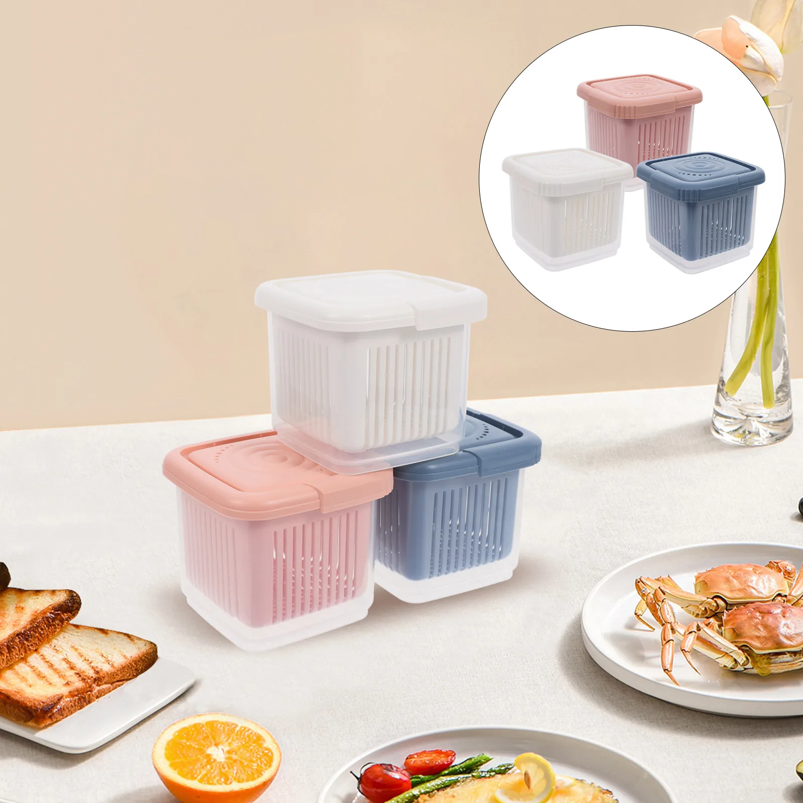3pcs Food Preservation Double Layer Sealing Design Dustproof Moisture Resistant Sturdy Containers For Kitchen Fridge Vegetable 
3pcs Food Preservation Double Layer Sealing Design Dustproof Moisture Resistant Sturdy Containers For Kitchen Fridge Vegetable