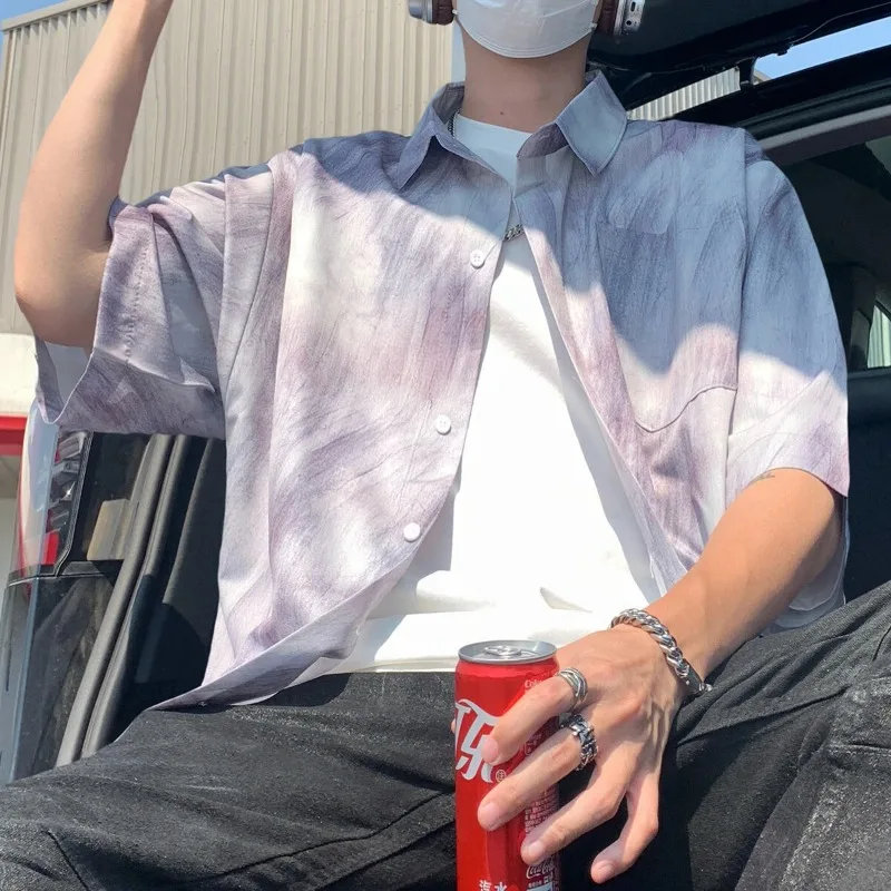 Men's Tie-Dye Short-Sleeve Shirt Oversized Casual Button-Down Top
Men's Tie-Dye Short-Sleeve Shirt Oversized Casual Button-Down Top