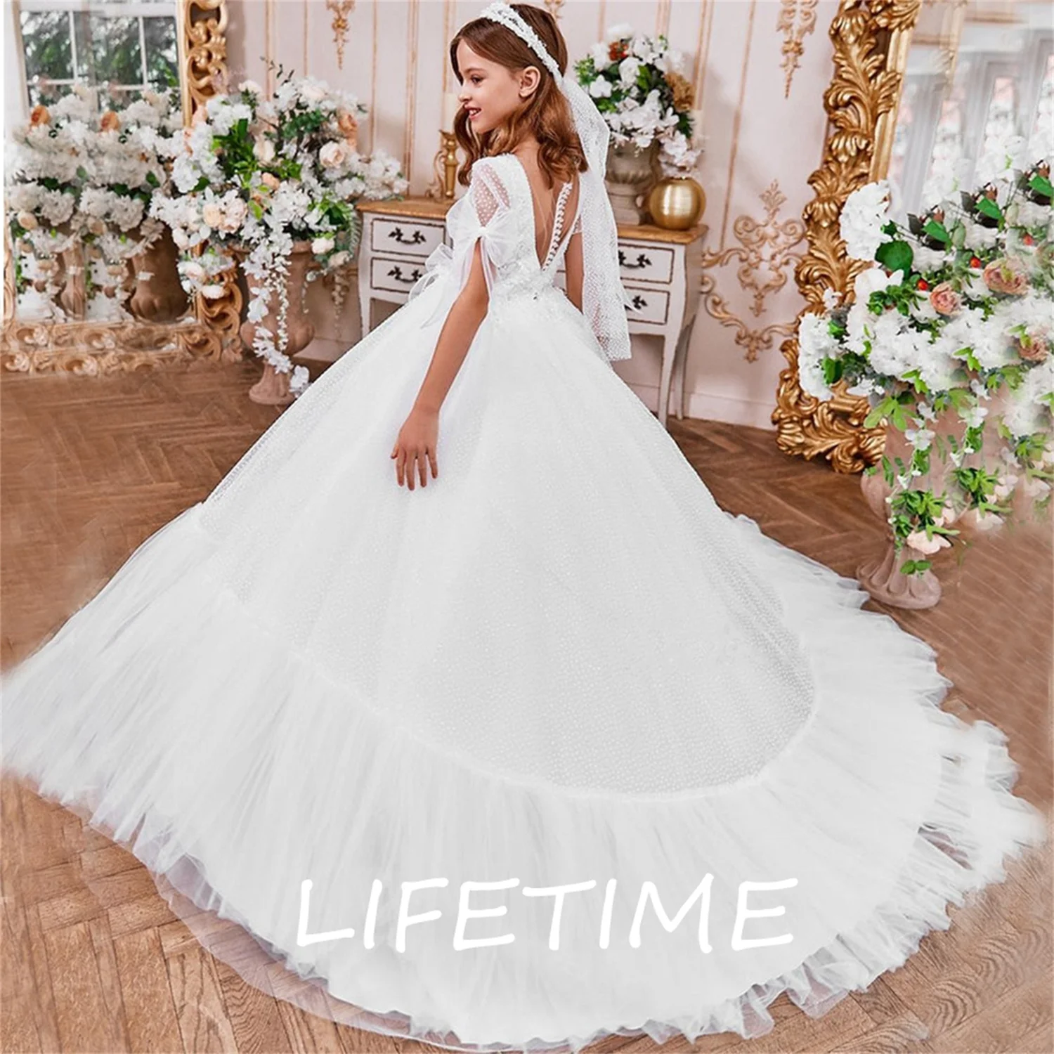 V-Neck Flower Girl Dress For Wedding Kids Lace Appliques Party Pageant First Communion Gowns
V-Neck Flower Girl Dress For Wedding Kids Lace Appliques Party Pageant First Communion Gowns
