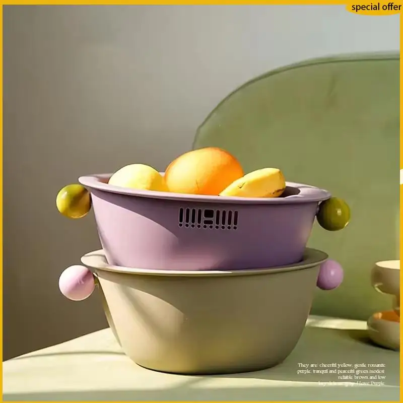 A50I Multifunctional Double Layer Vegetable And Fruit Washing Basket, Cute Round Solid Color Design, Thickened For Durability
A50I Multifunctional Double Layer Vegetable And Fruit Washing Basket, Cute Round Solid Color Design, Thickened For Durability