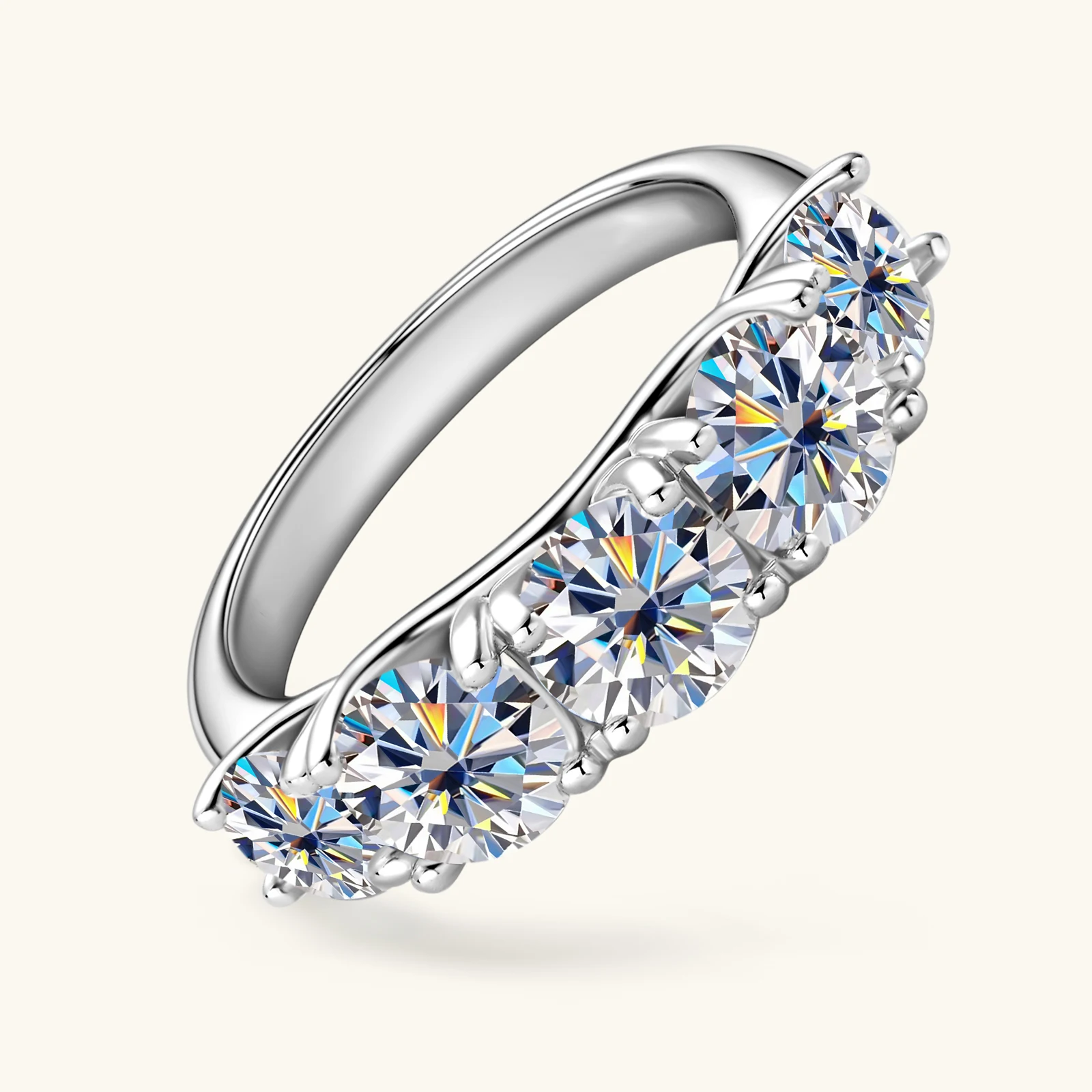 Abestecom Exquisite 6mm Five Stone Round Moissanite Rings for Women Shining Classical Jewelry Eternal Ring Gift Women Accessory
Abestecom Exquisite 6mm Five Stone Round Moissanite Rings for Women Shining Classical Jewelry Eternal Ring Gift Women Accessory