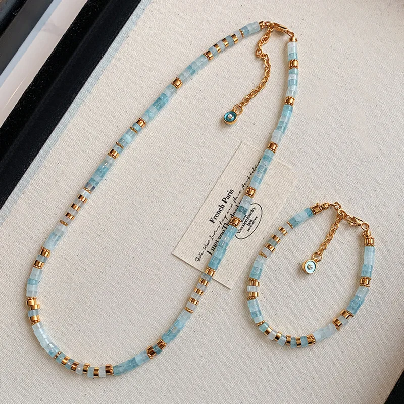 Minar Bohemian Mix Color Natural Stone Aquamarine Beads Beaded Necklace for Women 24K Real Gold Plated Brass Chain Strand Choker
Minar Bohemian Mix Color Natural Stone Aquamarine Beads Beaded Necklace for Women 24K Real Gold Plated Brass Chain Strand Choker