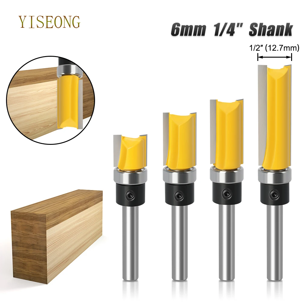 1/4" 6mm Shank Flush Trim Router Bit Blade Template Pattern Bit Bearing 1/2" Straight End Mill For Woodworking
1/4" 6mm Shank Flush Trim Router Bit Blade Template Pattern Bit Bearing 1/2" Straight End Mill For Woodworking