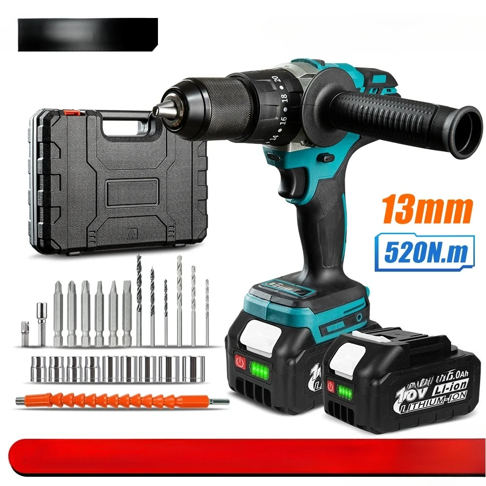 For 13MM brushless electric impact drill set, including accessories, cordless screwdriver, lithium battery hand drill
For 13MM brushless electric impact drill set, including accessories, cordless screwdriver, lithium battery hand drill