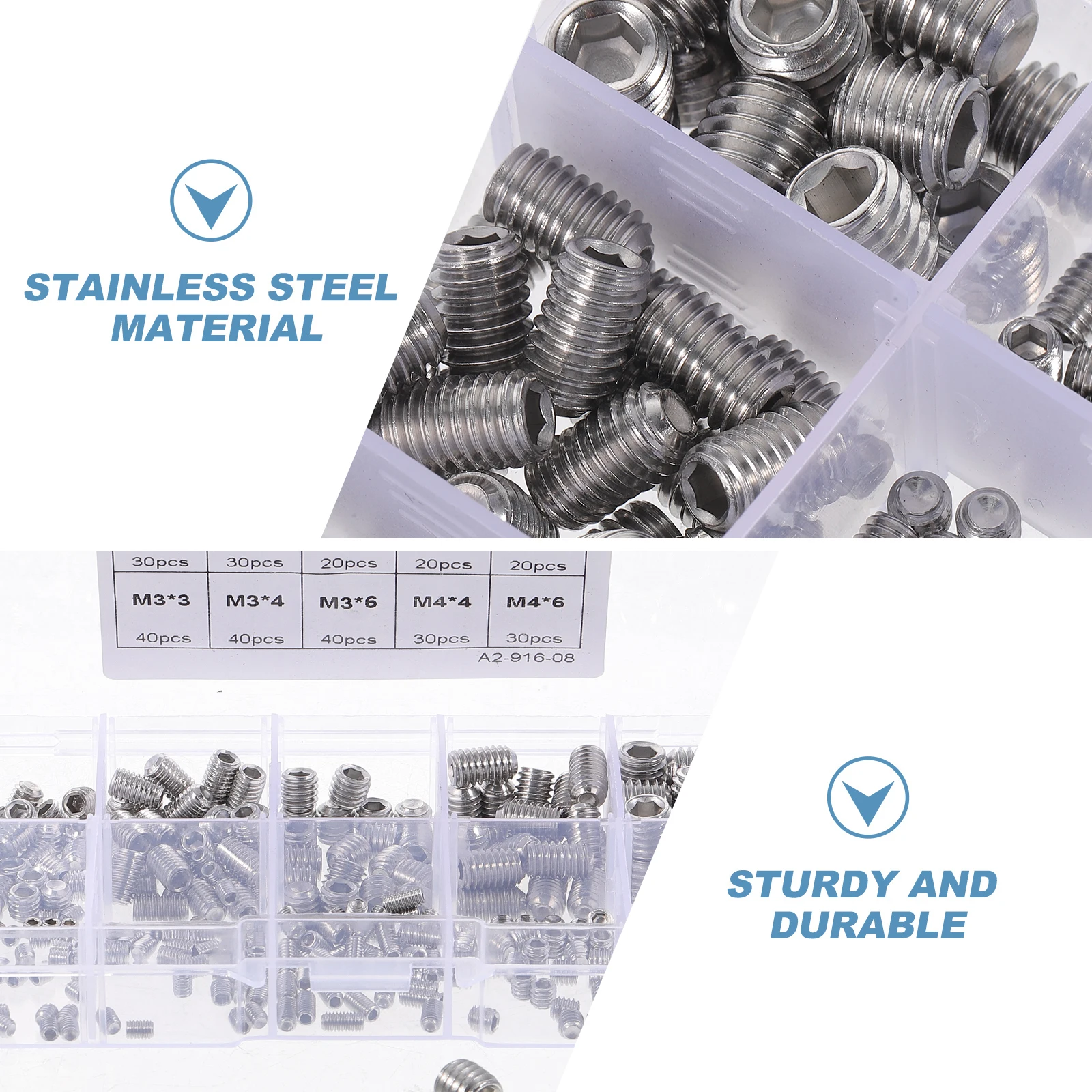 Hexagon Screw Combination Kit Stainless Steel Set Screws for Bathroom Fixtures Door Handles Assortment Lightweight Portable
Hexagon Screw Combination Kit Stainless Steel Set Screws for Bathroom Fixtures Door Handles Assortment Lightweight Portable