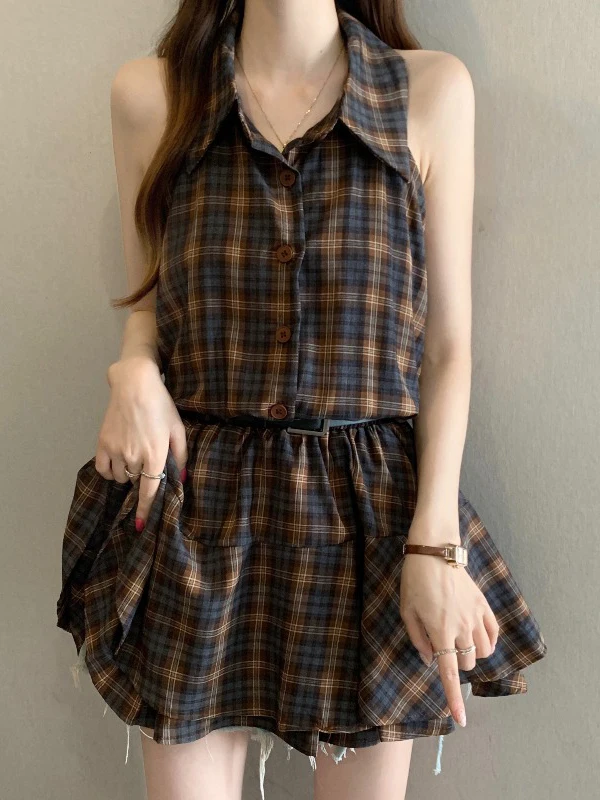 Sweet And Spicy Retro Plaid Sleeveless Shirt Women's plus Size Mid-Length Waist-Cinching Top for Summer Commute Fashion
Sweet And Spicy Retro Plaid Sleeveless Shirt Women's plus Size Mid-Length Waist-Cinching Top for Summer Commute Fashion