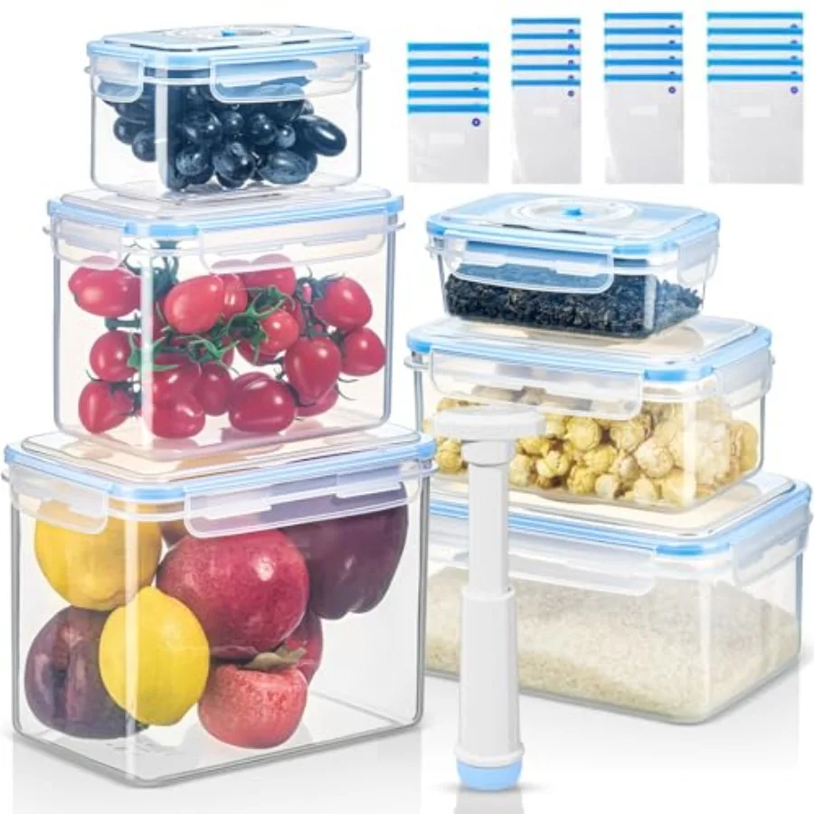 33 Pcs Vacuum Seal Storage Food Containers with Lids 6Containersand6 Lidsand20 Sealable Bagsand1 Hand Vacuum Pump Meal Prep Con
33 Pcs Vacuum Seal Storage Food Containers with Lids 6Containersand6 Lidsand20 Sealable Bagsand1 Hand Vacuum Pump Meal Prep Con