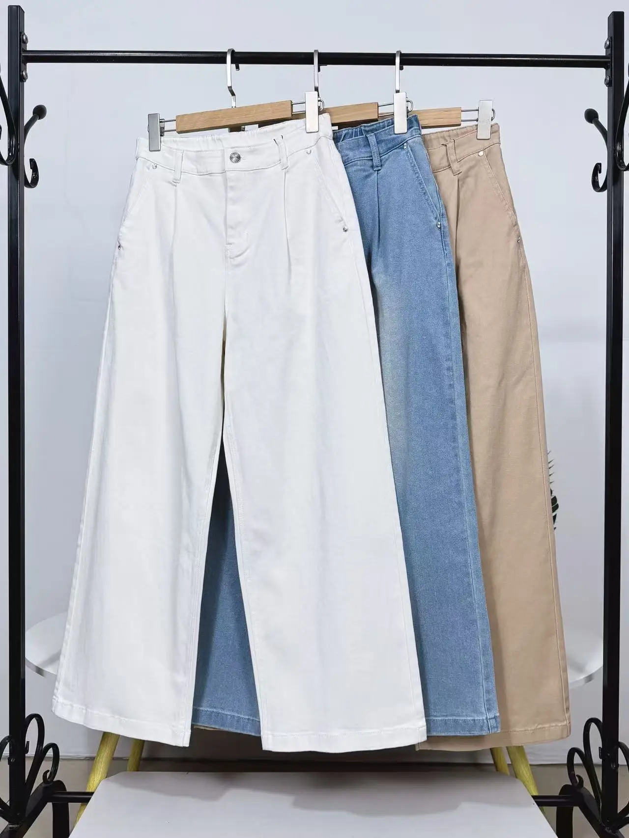 High Elasticity Cotton Lycra Casual Straight Leg Wide Leg Jeans Women's Long Pants Comfortable Elastic Waist Denim Trousers
High Elasticity Cotton Lycra Casual Straight Leg Wide Leg Jeans Women's Long Pants Comfortable Elastic Waist Denim Trousers