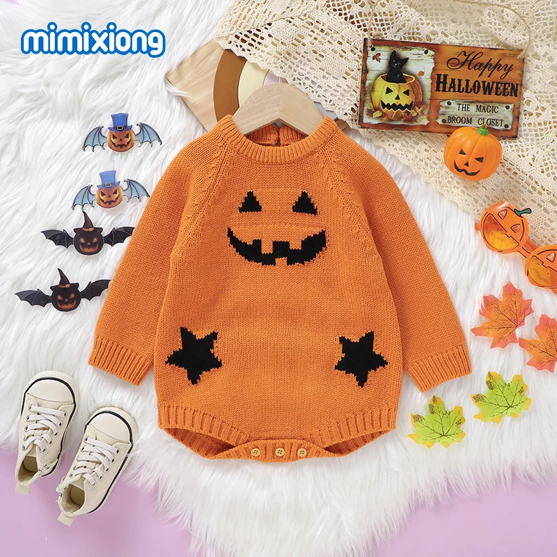 Baby Halloween Bodysuits Clothes 0-18m Infant Boys Girls Orange Black Onesie Winter Long Sleeve Knit Newborn Netural Jumpsuits
Baby Halloween Bodysuits Clothes 0-18m Infant Boys Girls Orange Black Onesie Winter Long Sleeve Knit Newborn Netural Jumpsuits