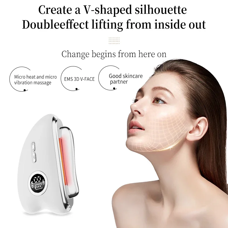 EMS Gua Sha Face Massager - Electric Tool Face Massager with Vibration Heat Microcurrent Massager Face Facelift Anti Ageing Tool
EMS Gua Sha Face Massager - Electric Tool Face Massager with Vibration Heat Microcurrent Massager Face Facelift Anti Ageing Tool