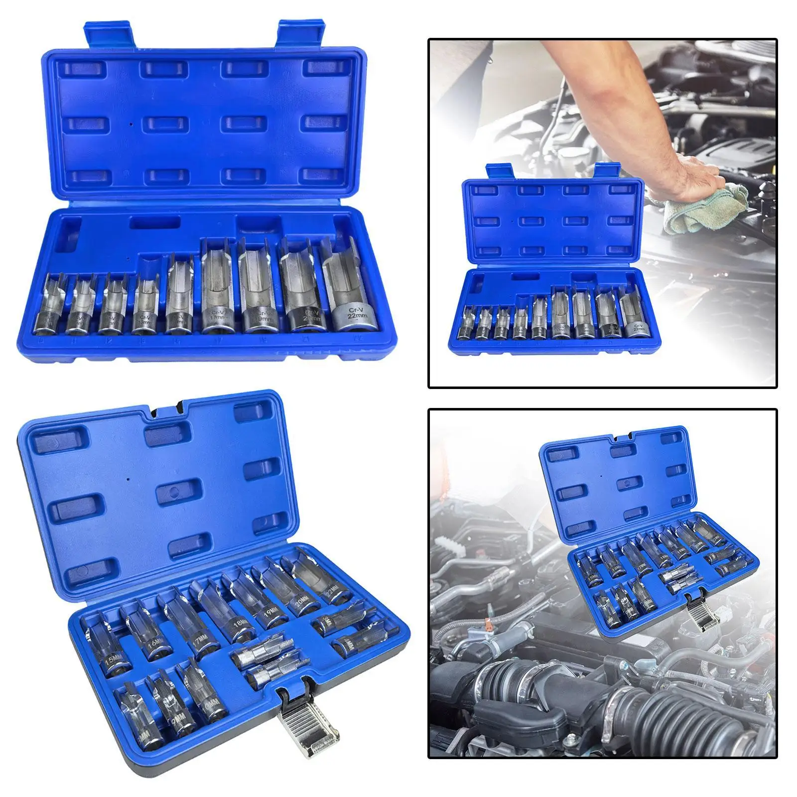 Universal Automotive Socket Wrench Set Oxygen Sensor Removal Tools Steel Car Repair Spanners Kit
Universal Automotive Socket Wrench Set Oxygen Sensor Removal Tools Steel Car Repair Spanners Kit