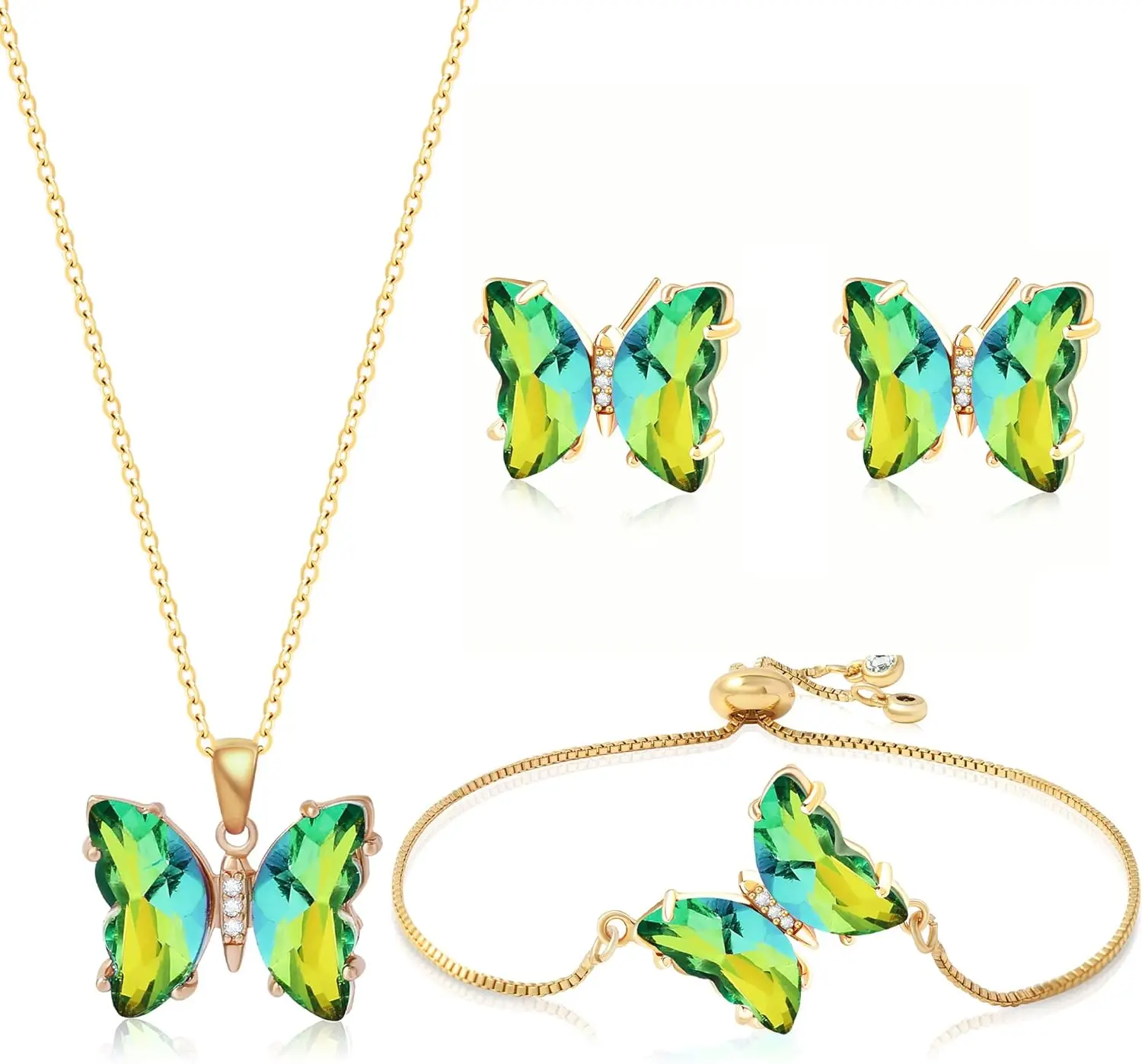 Набор украшений Miss Right Butterfly Crystal: колье с бабочкой, серьги-гвоздики, браслет-боло, регулируемое кольцо для женщин, переливающийся цвет
Набор украшений Miss Right Butterfly Crystal: колье с бабочкой, серьги-гвоздики, браслет-боло, регулируемое кольцо для женщин, переливающийся цвет