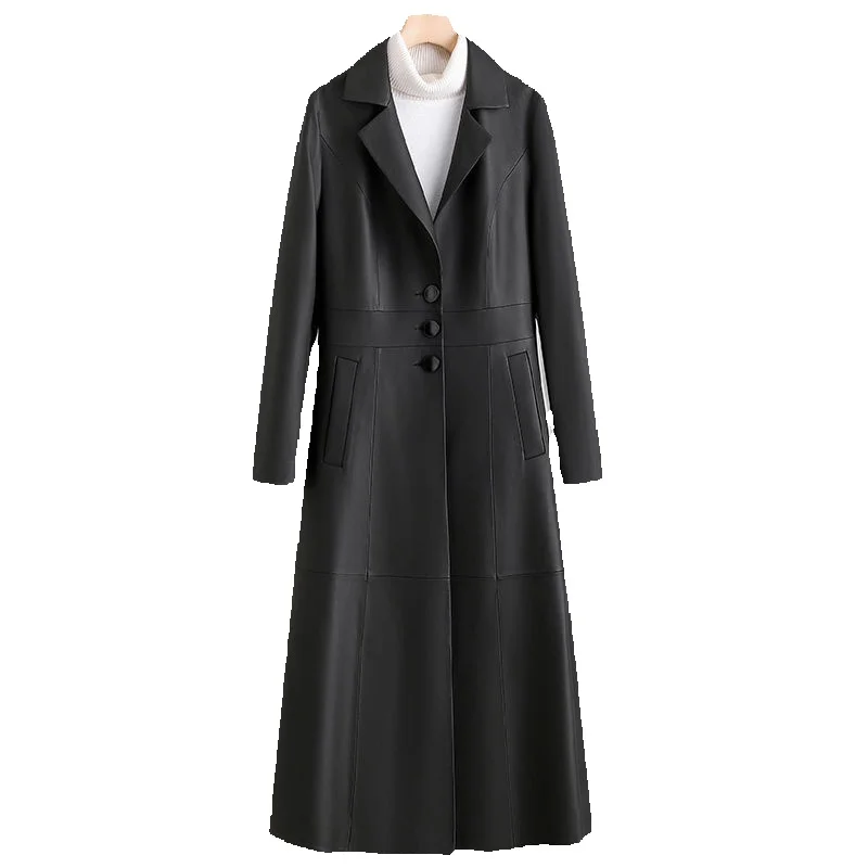 Long Genuine Leather Jacket For Women's Spring, New Black Sheepskin Style, Slim Fit And Slimming Windbreaker Jacket, Trendy
Long Genuine Leather Jacket For Women's Spring, New Black Sheepskin Style, Slim Fit And Slimming Windbreaker Jacket, Trendy