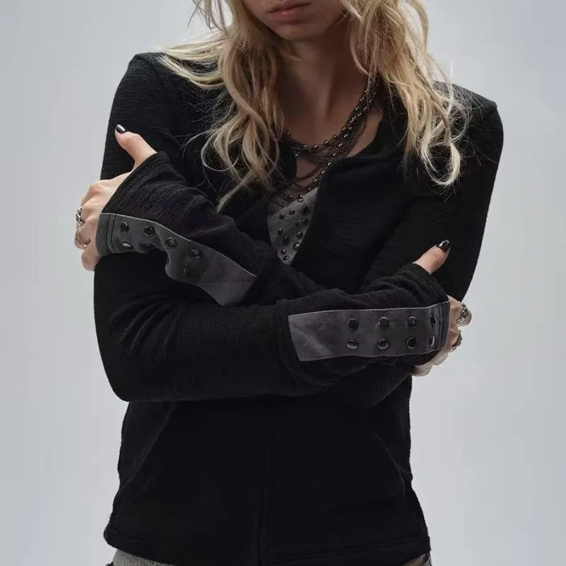 Kimutomo Women Jackets Vintage Punk Style Patchwork Rivet Zipper Slim Stand Collar Outwear Fashion Casual Female Tops Y2k Grunge
Kimutomo Women Jackets Vintage Punk Style Patchwork Rivet Zipper Slim Stand Collar Outwear Fashion Casual Female Tops Y2k Grunge