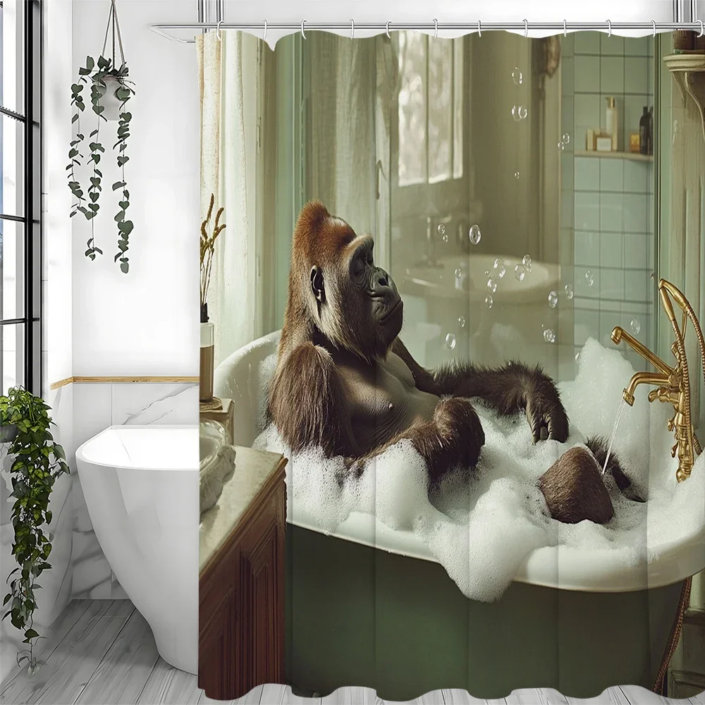 Занавеска для душа Fun Gorilla для купания в ванне, декоративная занавеска для душа в ванной комнате, водонепроницаемая занавеска для душа с крючками
Занавеска для душа Fun Gorilla для купания в ванне, декоративная занавеска для душа в ванной комнате, водонепроницаемая занавеска для душа с крючками