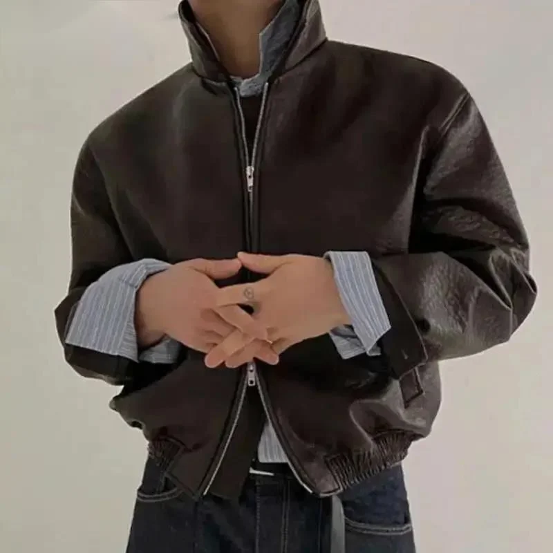 Short PU Leather Coat Men's Spring Summer Loose Turn-down Collar Coat Korean Style Trend Male Jacket Casual Top 9CJHWR
Short PU Leather Coat Men's Spring Summer Loose Turn-down Collar Coat Korean Style Trend Male Jacket Casual Top 9CJHWR