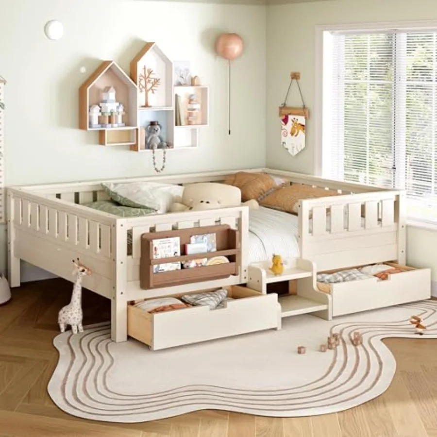 Size Montessori Bed with Stairs and Bookshelf, Solid Wood Size Bed Frame with Drawers and Storage for Girls Boys, Low-Profile,
Size Montessori Bed with Stairs and Bookshelf, Solid Wood Size Bed Frame with Drawers and Storage for Girls Boys, Low-Profile,