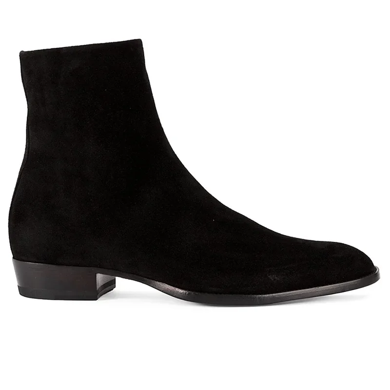 Handmade Customized Genuine Leather Men 4cm Heel Suede Zipper Wedge Chelsea Boots
Handmade Customized Genuine Leather Men 4cm Heel Suede Zipper Wedge Chelsea Boots