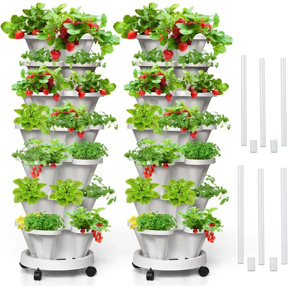 7-Tier Strawberry Veal Stacking Tower Garden with Support Pole, White Indoor/Outdoor Herb and Vegetable Planters
7-Tier Strawberry Veal Stacking Tower Garden with Support Pole, White Indoor/Outdoor Herb and Vegetable Planters