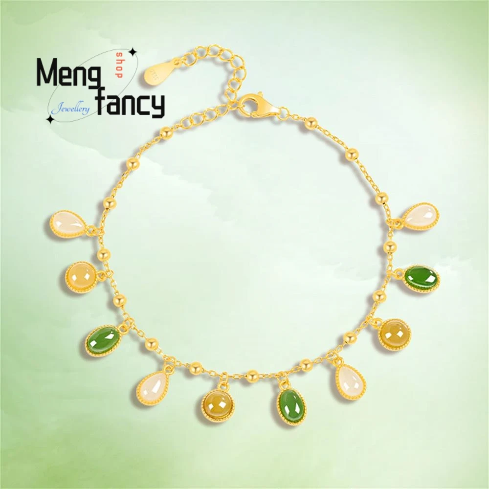 Natural Old Material Hetian Jade Multi-treasure Bracelet S925 Silver Inlay Luxury Fashion Jewelry Couple High-grade Holiday Gift
Natural Old Material Hetian Jade Multi-treasure Bracelet S925 Silver Inlay Luxury Fashion Jewelry Couple High-grade Holiday Gift