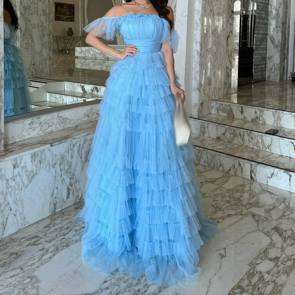 Customized A-Line Prom Dresses Floor-Length Off The Shoulder Sleeveless Evening Gown Simple Fashion Tiered Draped Party Gown
Customized A-Line Prom Dresses Floor-Length Off The Shoulder Sleeveless Evening Gown Simple Fashion Tiered Draped Party Gown