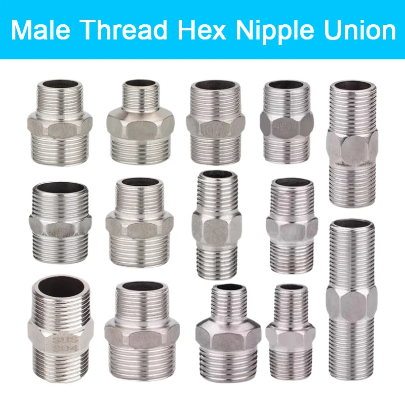 1/8 1/4 3/8 1/2 3/4 1" Male Thread Hex Nipple Union 304 Stainless Pipe Fitting Connector Coupler water oil air Thread Adapter
1/8 1/4 3/8 1/2 3/4 1" Male Thread Hex Nipple Union 304 Stainless Pipe Fitting Connector Coupler water oil air Thread Adapter