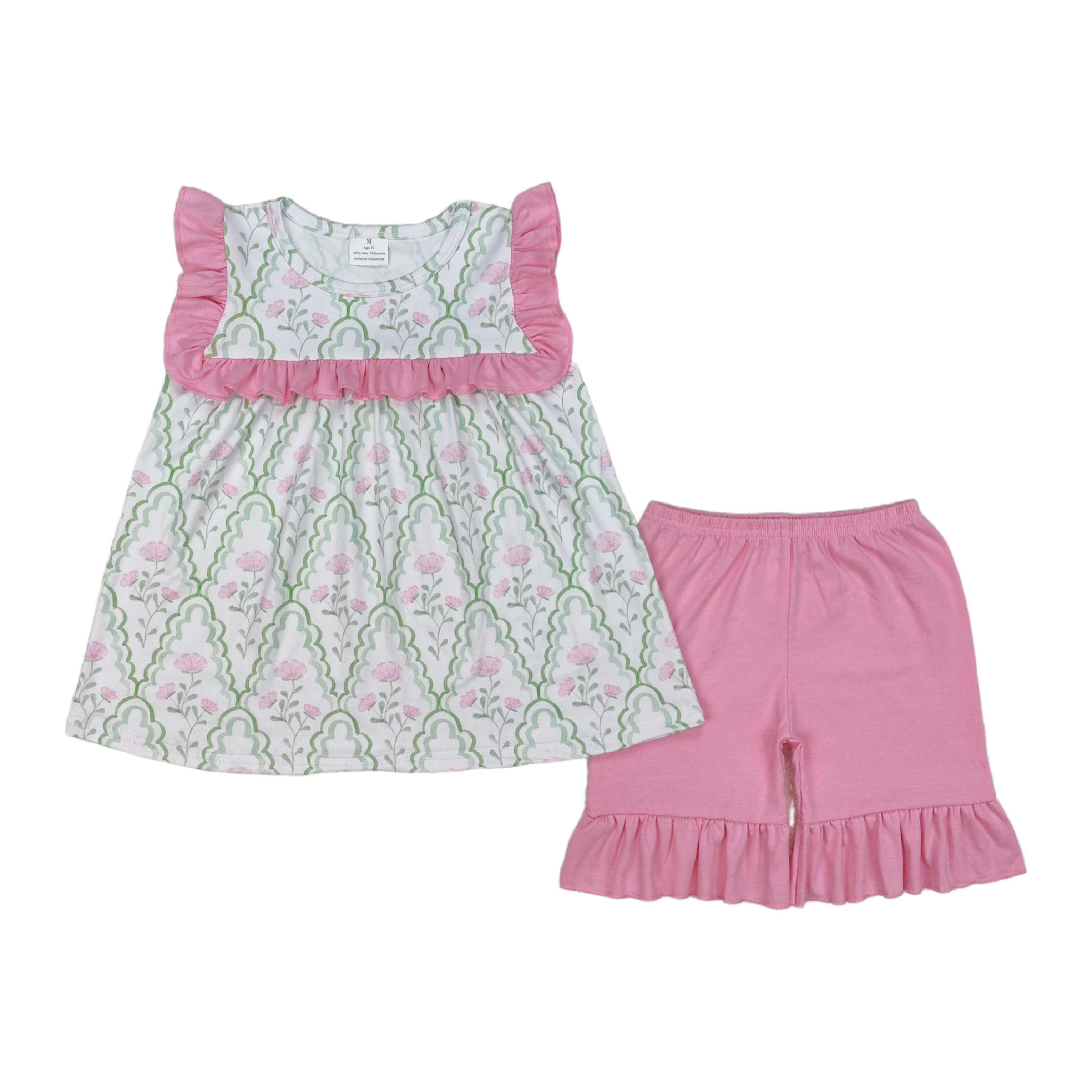 Wholesale Toddler Short Sleeves Ruffle Flower Tunic Tops Kids Ruffle Cotton Shorts Children Infant Outfit Baby Girl Clothes Set
Wholesale Toddler Short Sleeves Ruffle Flower Tunic Tops Kids Ruffle Cotton Shorts Children Infant Outfit Baby Girl Clothes Set