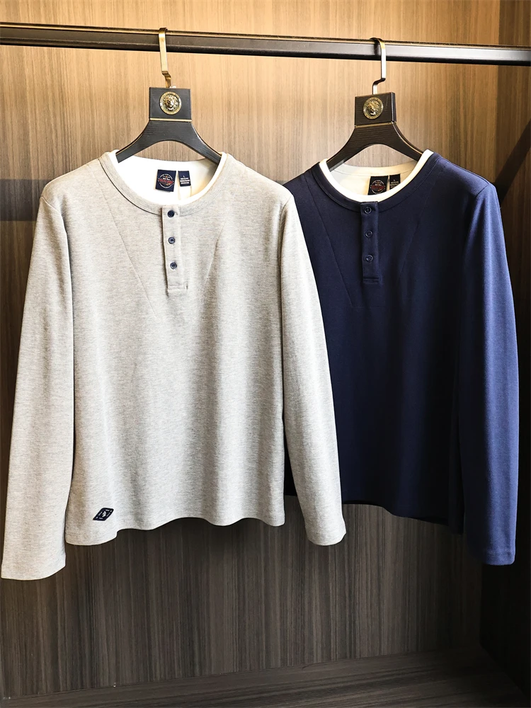 Мужская повседневная хлопковая футболка с воротником Генри, текстурированный дизайн, искусственный комплект из двух предметов, осенняя модная городская одежда, дышащая длинная све
Мужская повседневная хлопковая футболка с воротником Генри, текстурированный дизайн, искусственный комплект из двух предметов, осенняя модная городская одежда, дышащая длинная све