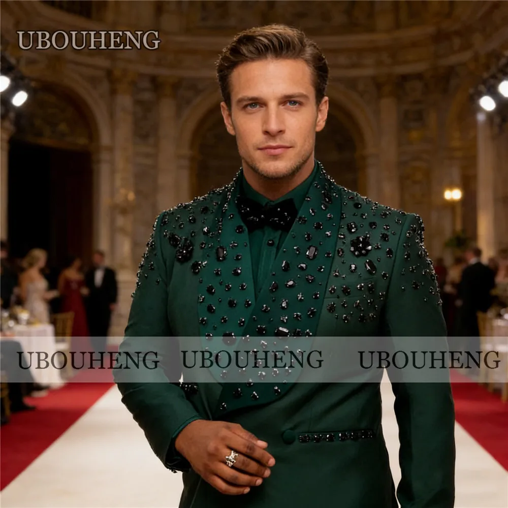 Luxury Groom Wedding Suits Rhinestones Beaded Jacket Pants 2 Piece Sets Customized Groom Formal Wear Tuxedos Trajes Para Hombre
Luxury Groom Wedding Suits Rhinestones Beaded Jacket Pants 2 Piece Sets Customized Groom Formal Wear Tuxedos Trajes Para Hombre