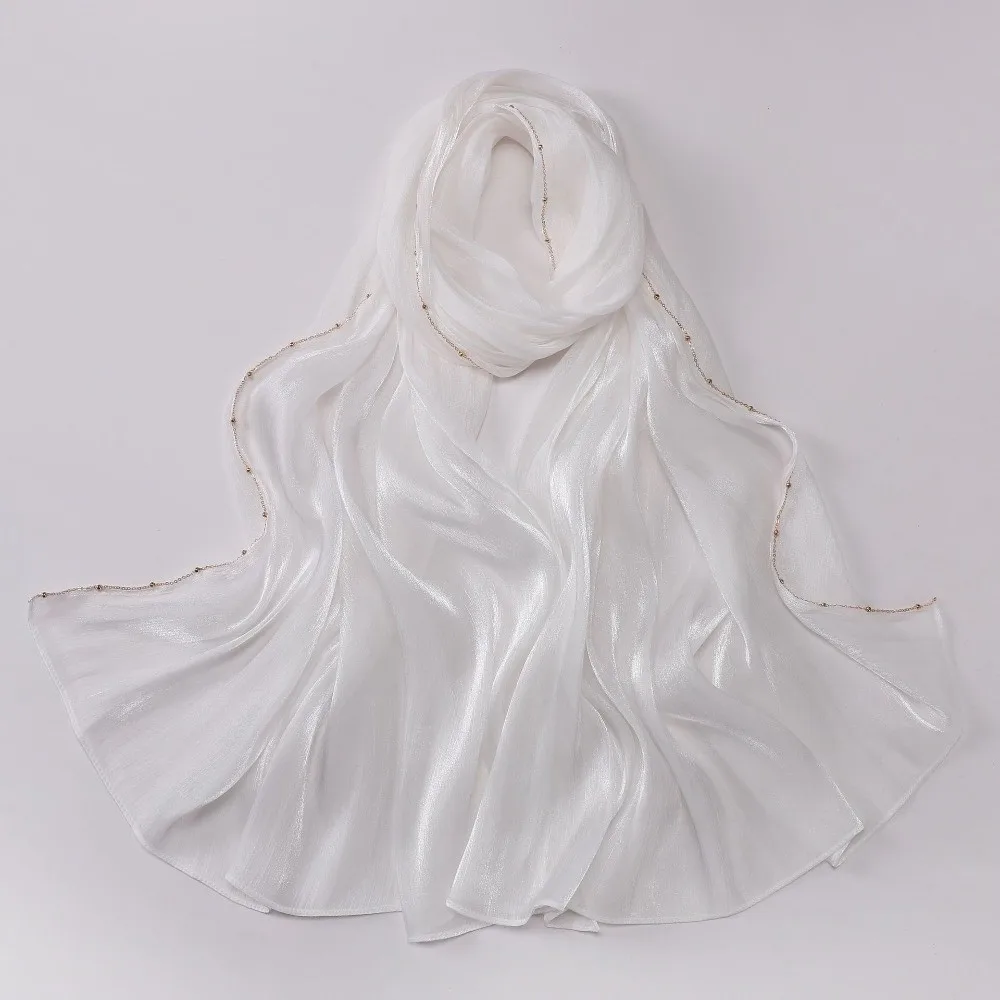 Fashion Solid Color Silk Scarf Unilateral golden chain Chiffon Sunscreen shawl Soft Long Ramadan Long Scarf Outdoor
Fashion Solid Color Silk Scarf Unilateral golden chain Chiffon Sunscreen shawl Soft Long Ramadan Long Scarf Outdoor