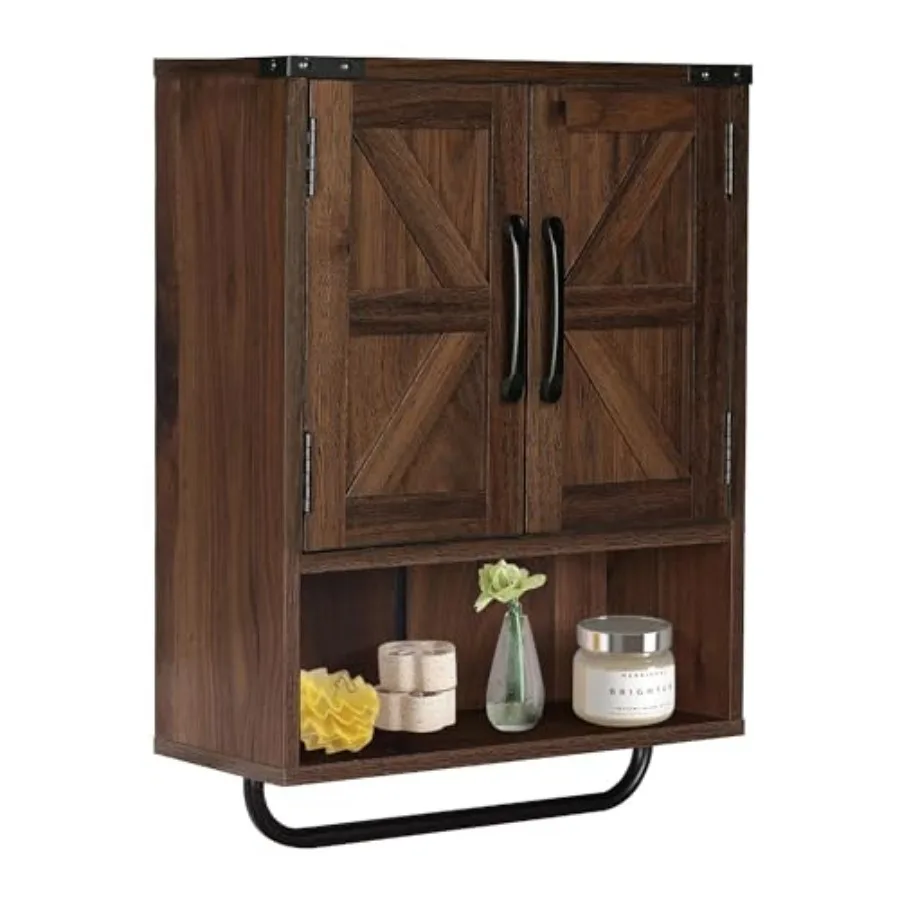 Farmhouse Wall Storage Cabinet with Two Barn Door Rustic Mounted Medicine Cabinet with Adjustable Shelf and Towel Bar 3-Tier Wo
Farmhouse Wall Storage Cabinet with Two Barn Door Rustic Mounted Medicine Cabinet with Adjustable Shelf and Towel Bar 3-Tier Wo