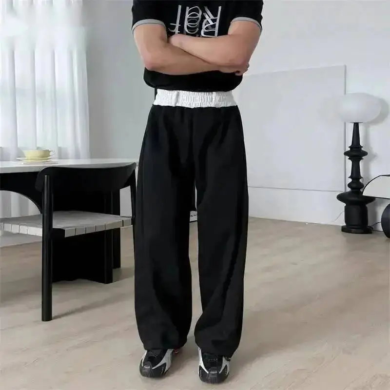 Men's Casual Pants Black Colorblock Double Waistband Loose Wide Leg Elastic Waist Korean Style Fashion Trousers 9XHZFD
Men's Casual Pants Black Colorblock Double Waistband Loose Wide Leg Elastic Waist Korean Style Fashion Trousers 9XHZFD