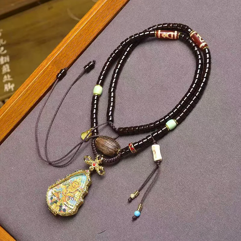 Yellow God Of Wealth Thangka Buddha Pendant Agate Dzi Bead Turquoise Accessories Natural Coconut Necklace 
Yellow God Of Wealth Thangka Buddha Pendant Agate Dzi Bead Turquoise Accessories Natural Coconut Necklace