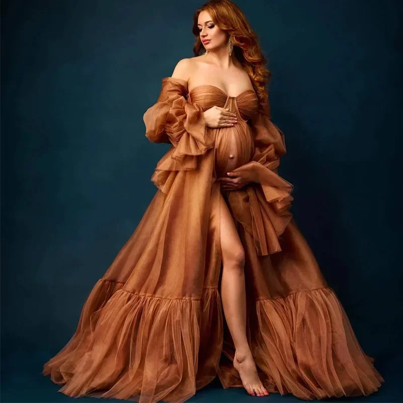 Caramel Tulle Maternity Photoshoot Gown,Off Shoulder Open Front Dress, Loose Comfortable Pregnancy Outfit,Baby Shower Photo Prop
Caramel Tulle Maternity Photoshoot Gown,Off Shoulder Open Front Dress, Loose Comfortable Pregnancy Outfit,Baby Shower Photo Prop