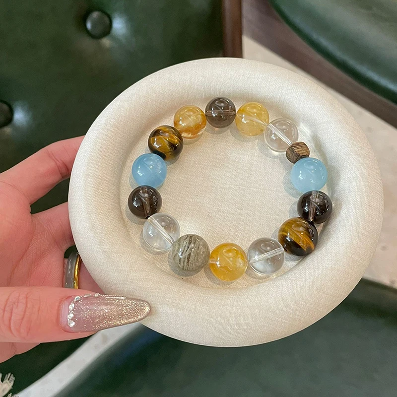 12mm~14mm natural white crystal splicing sea blue treasure bracelet with clear texture and versatile daily accessories
12mm~14mm natural white crystal splicing sea blue treasure bracelet with clear texture and versatile daily accessories