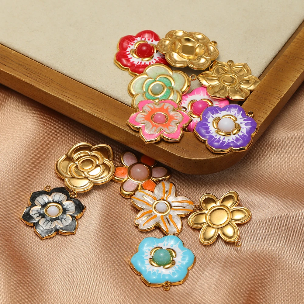 4Pcs Stainless Steel Multi-style Stone Flower Charms for DIY Jewelry Necklace Supplies Earrings Bracelet Pendants Making Bulk
4Pcs Stainless Steel Multi-style Stone Flower Charms for DIY Jewelry Necklace Supplies Earrings Bracelet Pendants Making Bulk