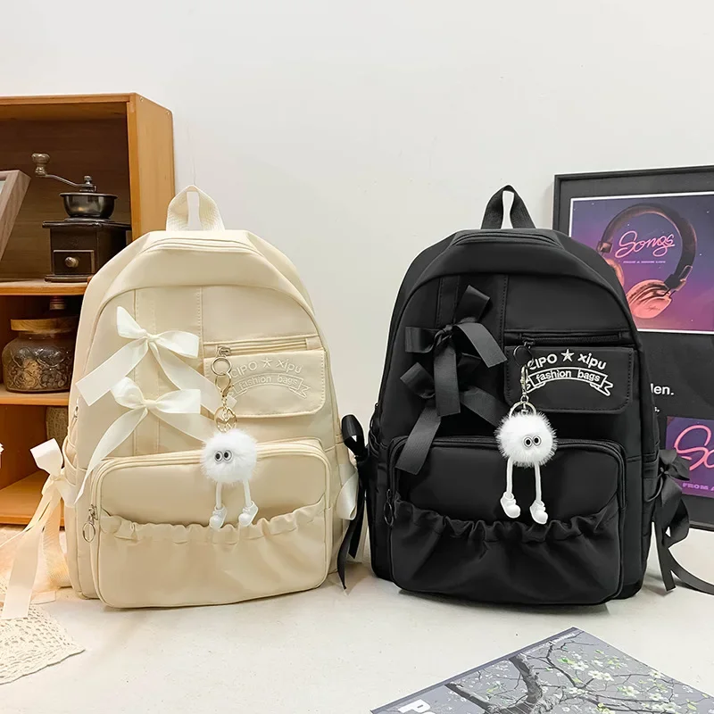 Cute Bow Accent Backpack Letter Embroidery Nylon School Bag Large Capacity Dual Zippers Adjustable Straps Back To School
Cute Bow Accent Backpack Letter Embroidery Nylon School Bag Large Capacity Dual Zippers Adjustable Straps Back To School