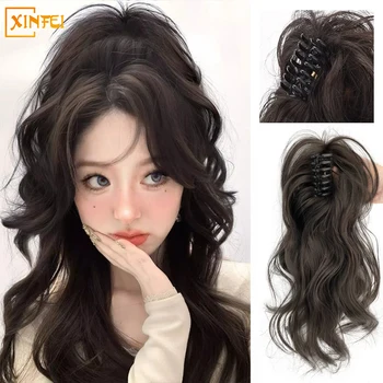 여성용 합성 헤어 가발, 스위트 폭포 분수 그랩 클립 스타일, 하프 타이, 하이 포니테일, 활기찬 스파이시 걸 가발 브레이드