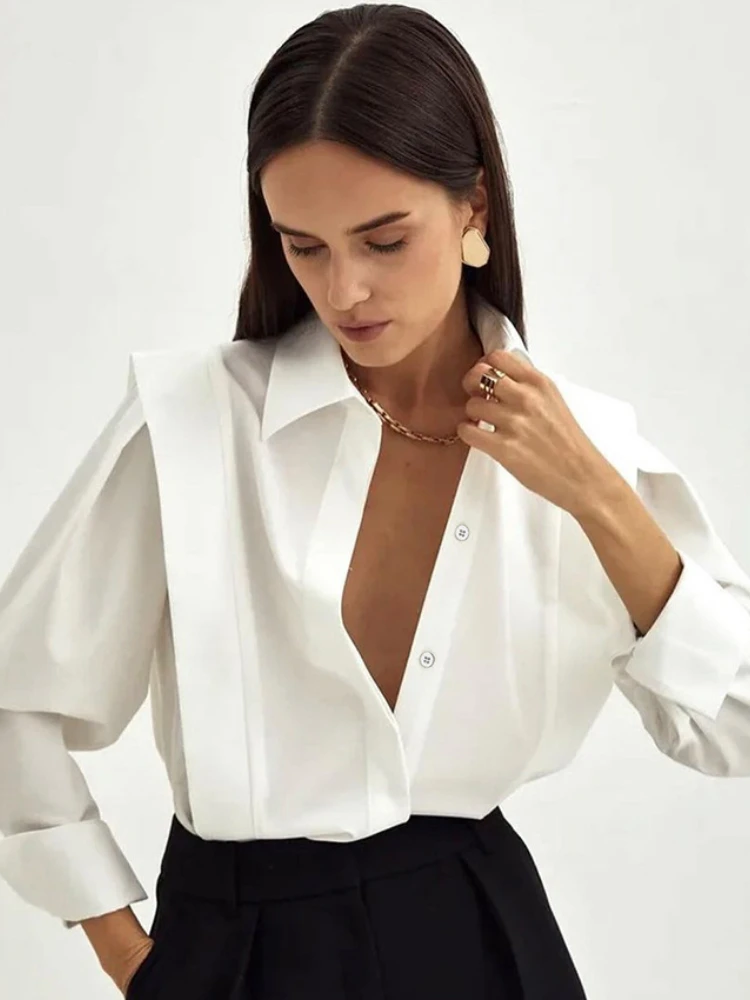 Bangniweigou White shirt with straight shoulders women elegant commuter basic top full sleeve single breasted cotton tshirt
Bangniweigou White shirt with straight shoulders women elegant commuter basic top full sleeve single breasted cotton tshirt