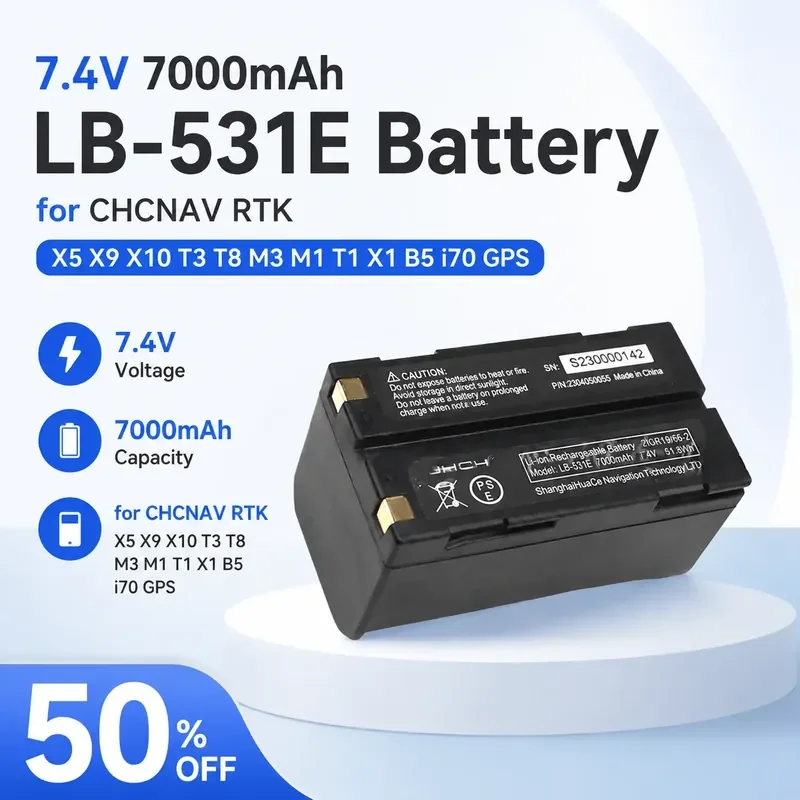 7.4V 7000mAh LB-531E Battery for CHCNAV RTK X5 X9 X10 T3 T8 M3 M1 T1 X1 B5 i70 GPS
7.4V 7000mAh LB-531E Battery for CHCNAV RTK X5 X9 X10 T3 T8 M3 M1 T1 X1 B5 i70 GPS