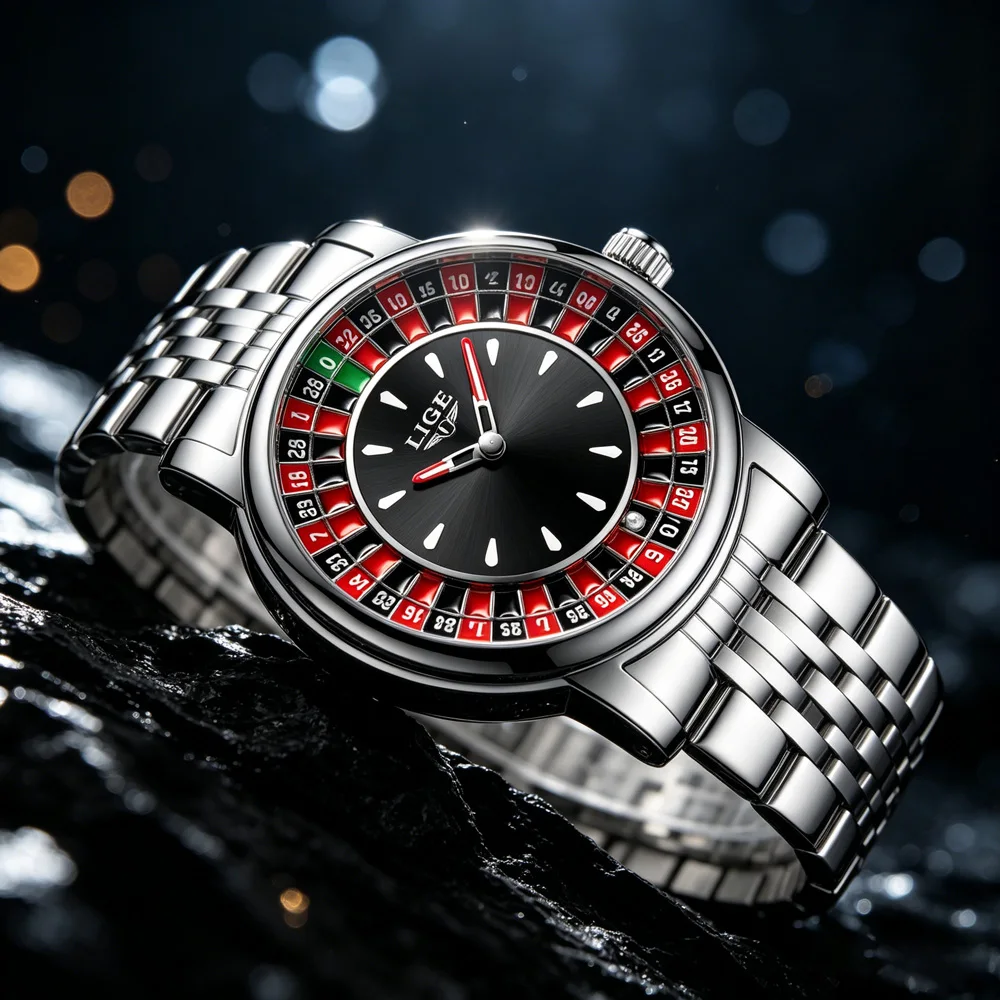 LIGE Creative Silver Watch Men Roulette Game Dial Fashion Mens Watches Waterproof Luminous Steel Quartz Wristwatches Relojs
LIGE Creative Silver Watch Men Roulette Game Dial Fashion Mens Watches Waterproof Luminous Steel Quartz Wristwatches Relojs