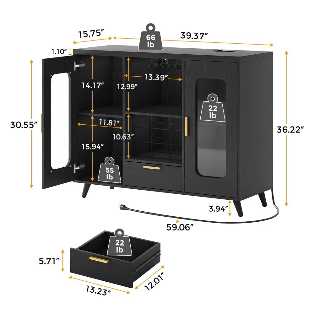 Cabinet with Power Outlets, Modern Coffee Bar Sideboard with LED Light, Farmhouse Liquor Cabinet with Wine Rack, Glass Hold -HOT
Cabinet with Power Outlets, Modern Coffee Bar Sideboard with LED Light, Farmhouse Liquor Cabinet with Wine Rack, Glass Hold -HOT