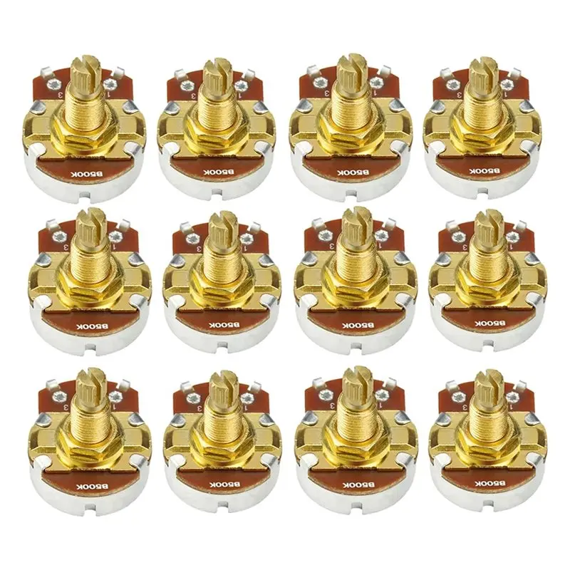 12Pcs Golden Long Shaft Guitar Potentiometers 500K 18-Splines Pots Guitar Parts-AT20
12Pcs Golden Long Shaft Guitar Potentiometers 500K 18-Splines Pots Guitar Parts-AT20